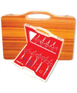 Barber Scissor Kit with wooden box.