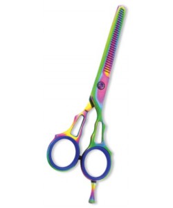 Professional Thinning Scissor. One Blade Teeth and One Blade Razor. Multicolor coating