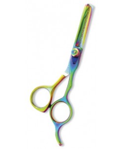 Professional Thinning Scissor. One Blade Teeth and One Blade Razor. Multicolor coating.