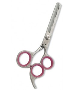 Professional Thinning Scissor. One Blade Teeth and One Blade Razor. Mirror Finish. Three Rings.
