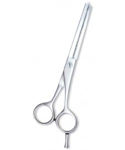 Professional Thinning Scissor. One Blade Teeth and One Blade Razor. Satin Finish.