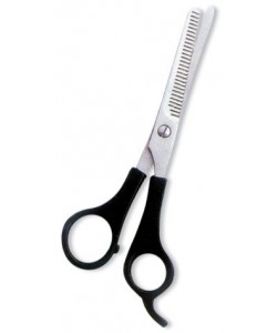 Thinning Scissor. One Blade Teeth. Plastic Handle. Satin Finish.